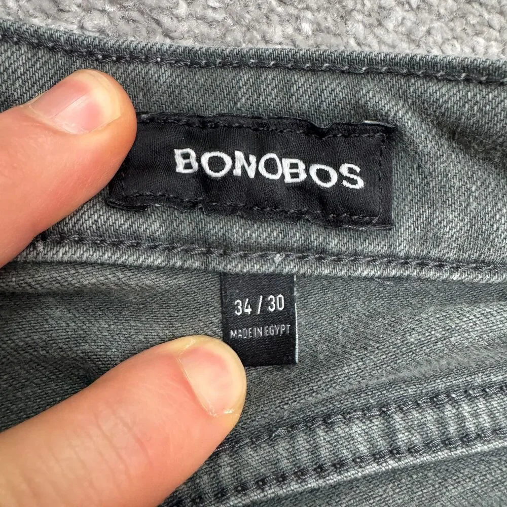 Bonobos Tailored Stretch Straight Leg Denim Jeans Mens 34x30 Gray Charcoal Wash